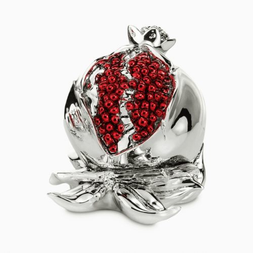 Melograno Portafortuna Resina Argentata con Scatola da Regalo