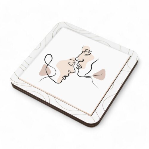 bomboniere matrimonio tagliere in legno quadrato con stampa volti modello onde