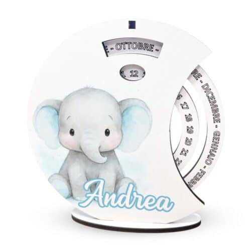 Bomboniera Calendario Perpetuo in Legno con Elefante